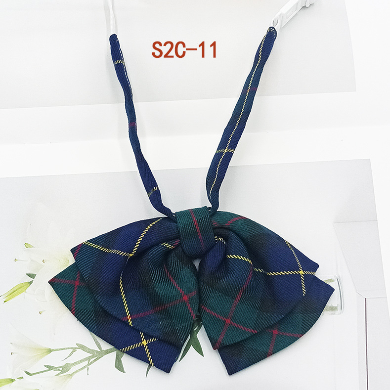 Pajarita de estilo universitario jk bowknot moda coreana casual rayas a cuadros niñas doble cuello flor spot al por mayor