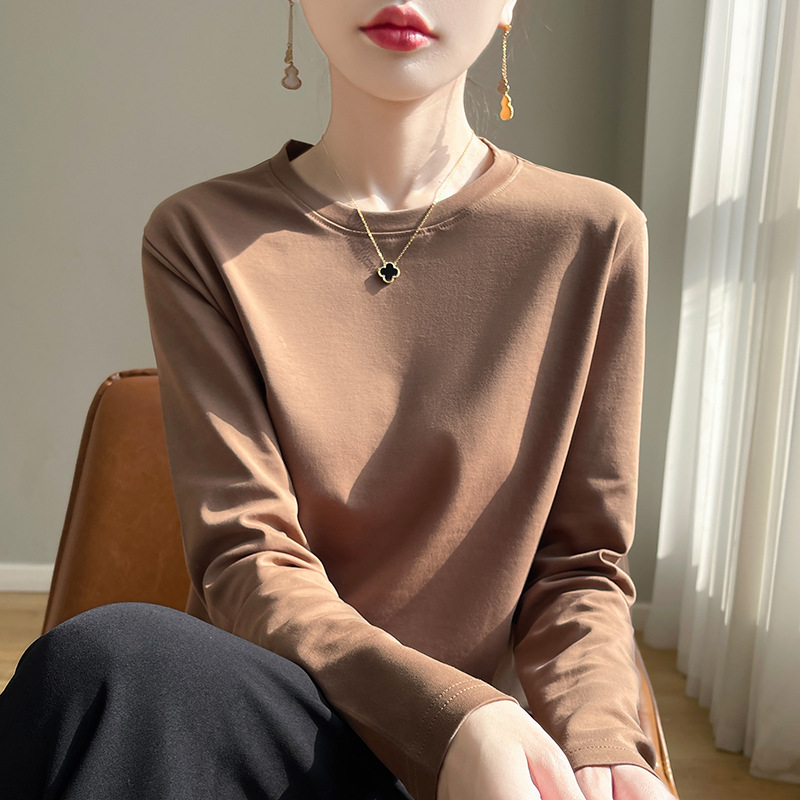 커피 라운드넥 긴소매