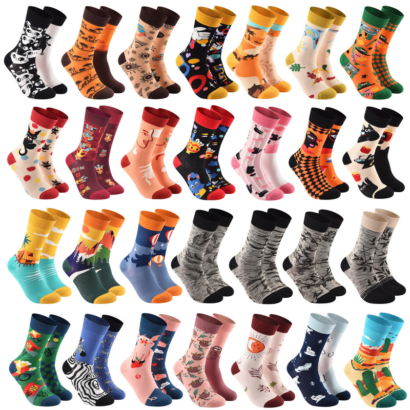 Quirky and Original Designer Mid-Calf Socks AB Asymmetrical Couple Socks 2026 New Popular Fun Unisex Socks