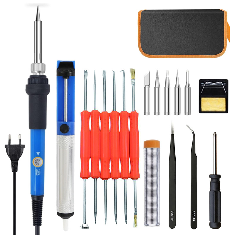 跨境60W调温电烙铁笔 焊接工具包DIY维修家用焊接电器烙铁19PC