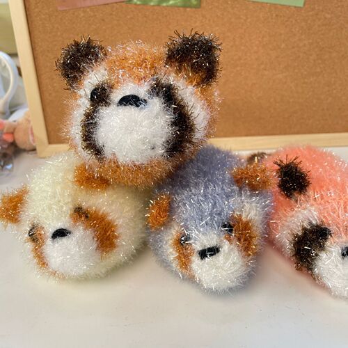 Creative cartoon homemade kitchen red panda raccoon hanging animal three-dimensional dishwashing cloth scouring pad BH072