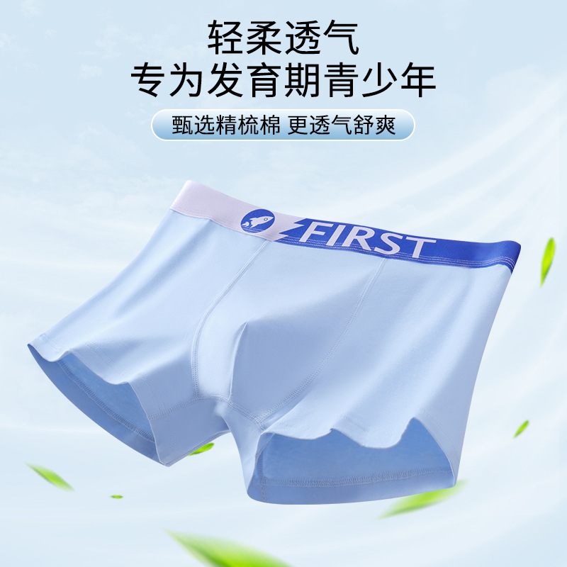 10A Antibacterial Youth Underwear, Class a Pure Cotton Boys' Antibacterial Boxer Briefs, Wholesale for Older Children