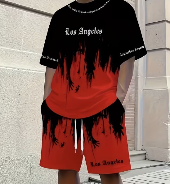 Men's Clothing Men's Casual Summer Set Breathable Cotton T-Shirt And Shorts Two-Piece Outfit_viptrois.com