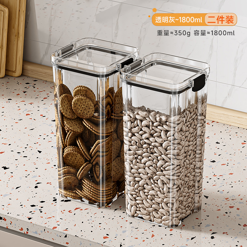 Tanque de sellado granos de cocina almacenamiento de grano de grano caja de plástico transparente de grado alimenticio bocadillos productos secos tanque de almacenamiento de té