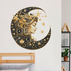 外貿中東美女浮雕月亮星星臥室客廳玄關家居裝飾牆貼貼紙自粘批發