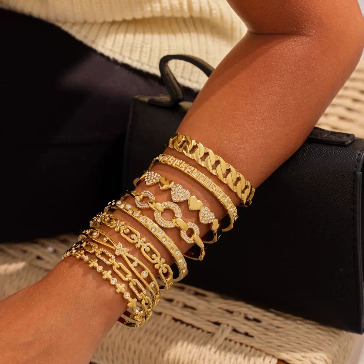 跨境新款不锈钢不掉色手镯女日常百搭高级感手链时尚高档手饰批发