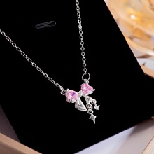 925银蝴蝶结项链女轻奢小众设计锁骨链情人节生日礼物送女友闺蜜