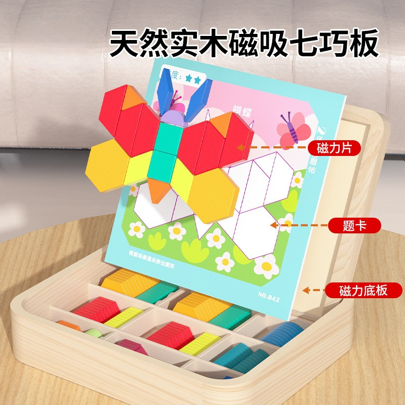 磁気シート子供の 3-6 歳教育磁気タングラム早期教育思考トレーニング三次元幾何学おもちゃ|undefined