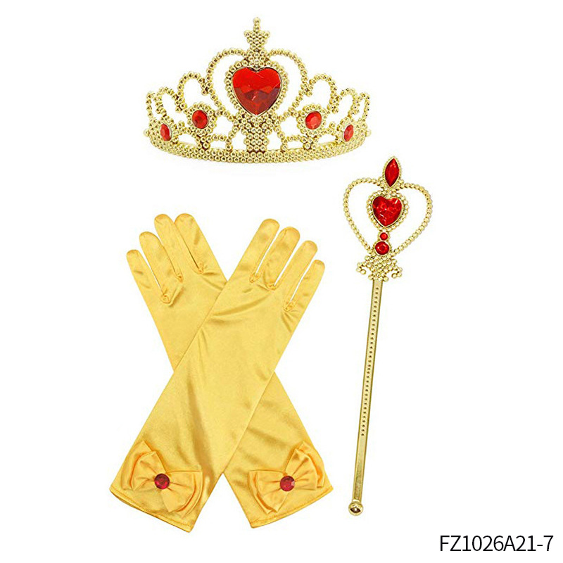 Princesa Aisha vestido de cabello de la princesa de nieve vestido de la princesa de nieve corona varita mágica anillo pendientes set de seis piezas