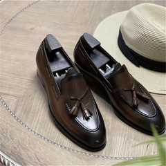 Classic men's shoes British genuine leather tassel loafers men's business formal slip-on leather shoes men's handmade casual shoes