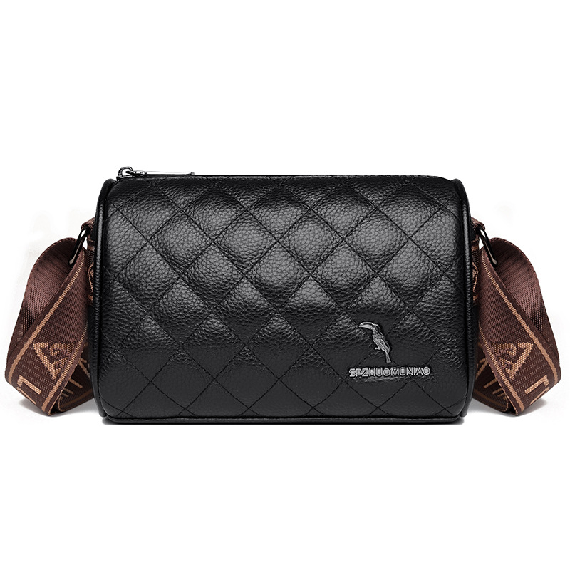 头层牛皮小包包女复古真皮斜挎包时尚百搭菱格单肩包软皮包枕头包