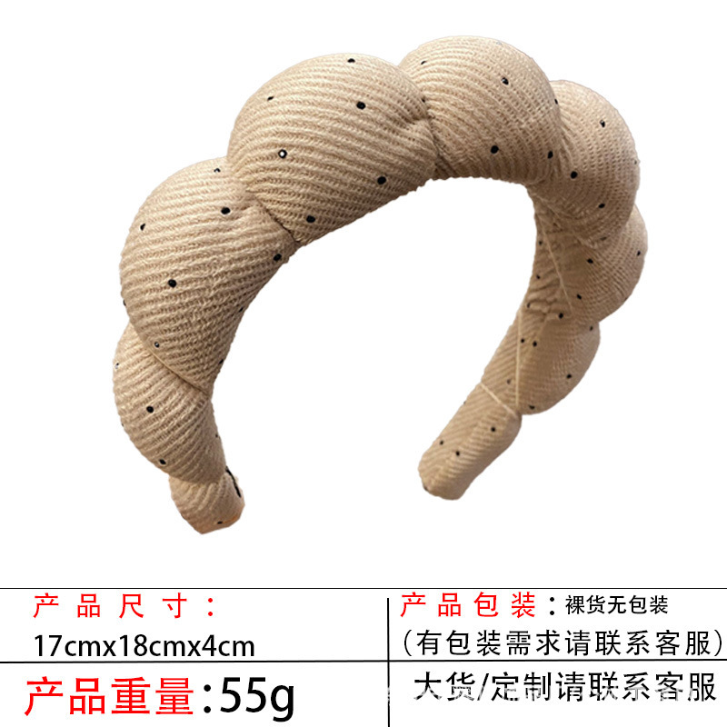 跨境海绵云朵发箍批发高颅顶高级感毛巾布麻花女士洗脸手腕带头箍|undefined