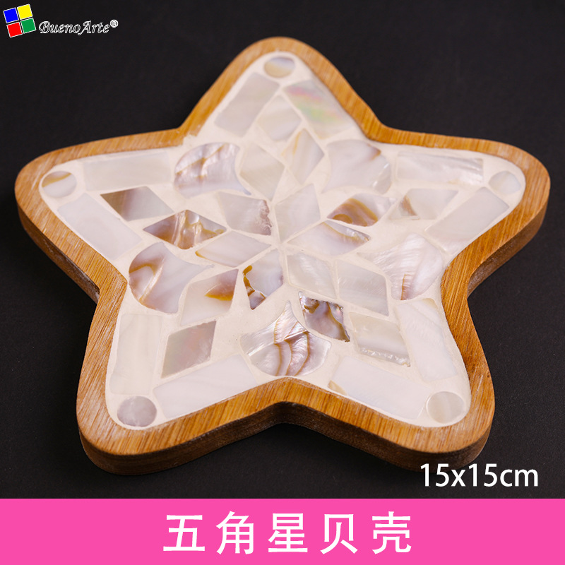DIY Shell mosaico posavasos paquete de material de los niños creativos hechos a mano regalos prácticos caseros comunidad actividades de calentamiento