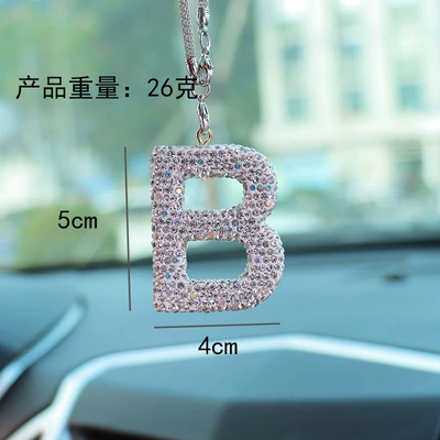 Letter bow clay car Car hanging - b-letter-car-pendant-ab-color-transparent-diamond
