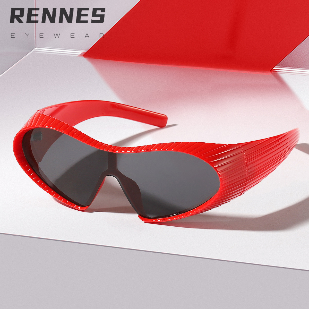 La tecnología del futuro sentido marco grande gafas de una pieza ins personalidad de moda exagerada gafas de sol europeas y americanas vanguardistas gafas de sol de chica caliente