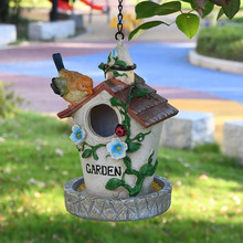户外树脂仿真小鸟动物摆件别墅公园花园庭院挂件鸟窝工艺品雕塑