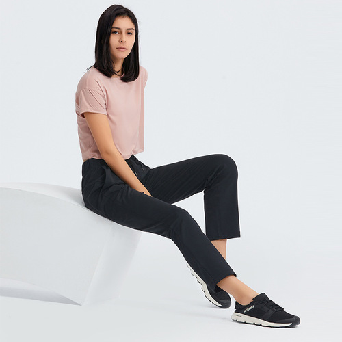 New lightweight and breathable sports fitness top, versatile and simple moisture-wicking solid color yoga wear for women