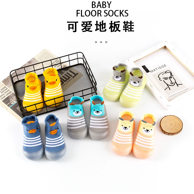 Детские прогулочные туфли Little Yellow Duck для девочек, весенне-осенний стиль, туфли на мягкой подошве для мальчиков, нескользящие носки-тапочки для малышей, носки-туфли для детей младшего возраста.