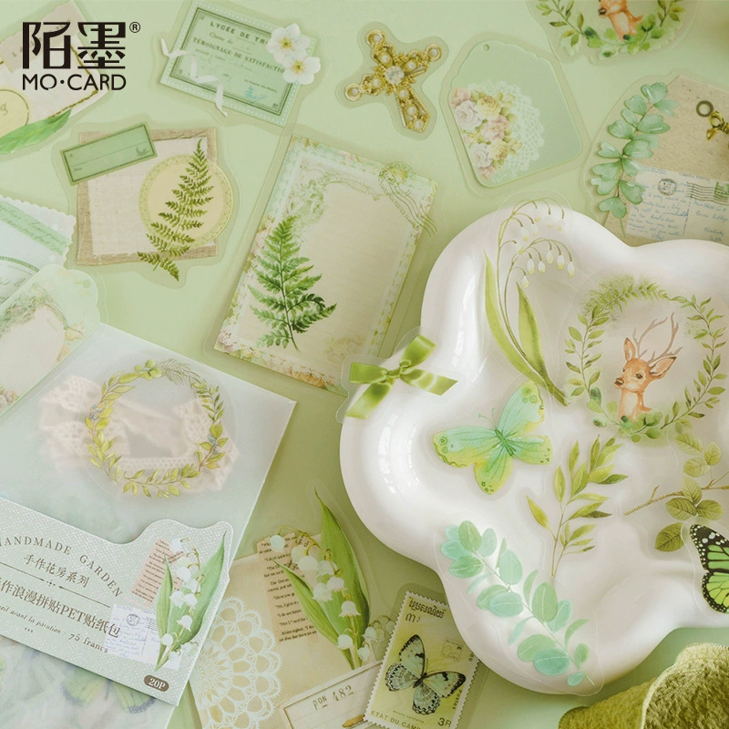 Ручной работы серия цветочных домиков Мо ПЭТ сумка для наклеек свежий художественный журнал DIY материал декоративные наклейки 40 штук на 6 типов