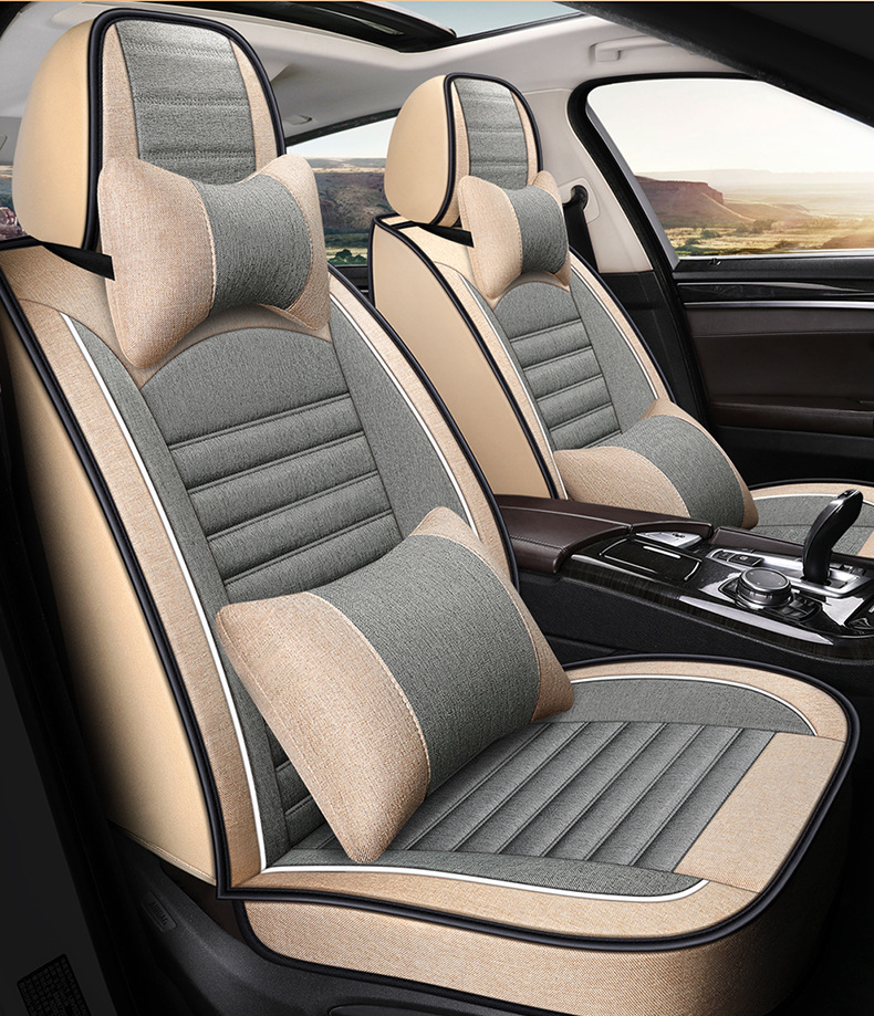 23 Years New All-Season Breathable Striped Linen Car Seat Cushion Wholesale Export from Physical Store