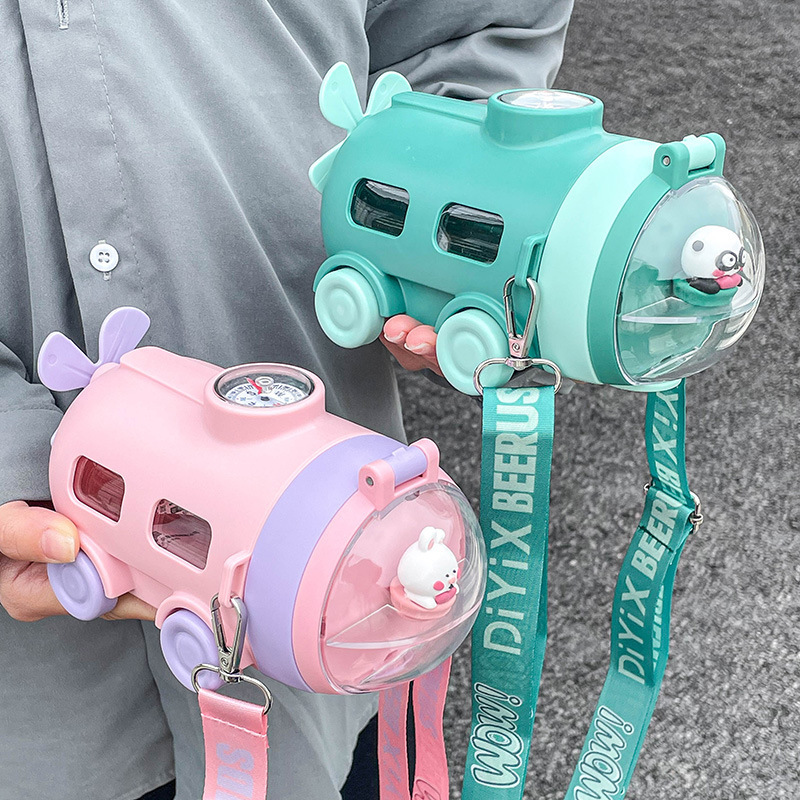 寶寶巴士創意水杯兒童上學專用tritan材質吸管杯子可愛幼兒園水壺