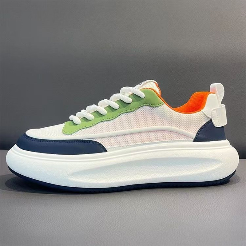 Zapatos de hombre 2025 nuevos zapatos blancos transpirables de malla de estilo moderno zapatos bajos de todo fósforo zapatos de suela gruesa zapatos casuales cómodos