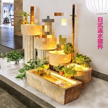 阳台庭院石磨客厅装饰品摆件鱼池餐厅日式办公室竹子景观流水喷泉