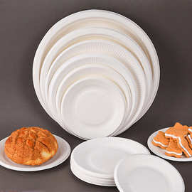 一次性盘子纸盘餐盘加厚家用蛋糕盘子吐骨碟纸浆餐具套装绘画纸碟