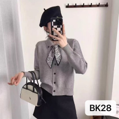 温柔风配丝巾针织开衫女秋冬季时尚宽松气质毛衣外套高级感毛织衫