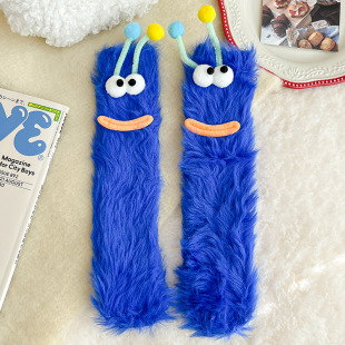 Women's Mid-Calf Socks for Autumn and Winter, Floor Furry, Cute, Warm, Ugly and Funny Socks, Sleep Socks, Coral Velvet Home Furnishings