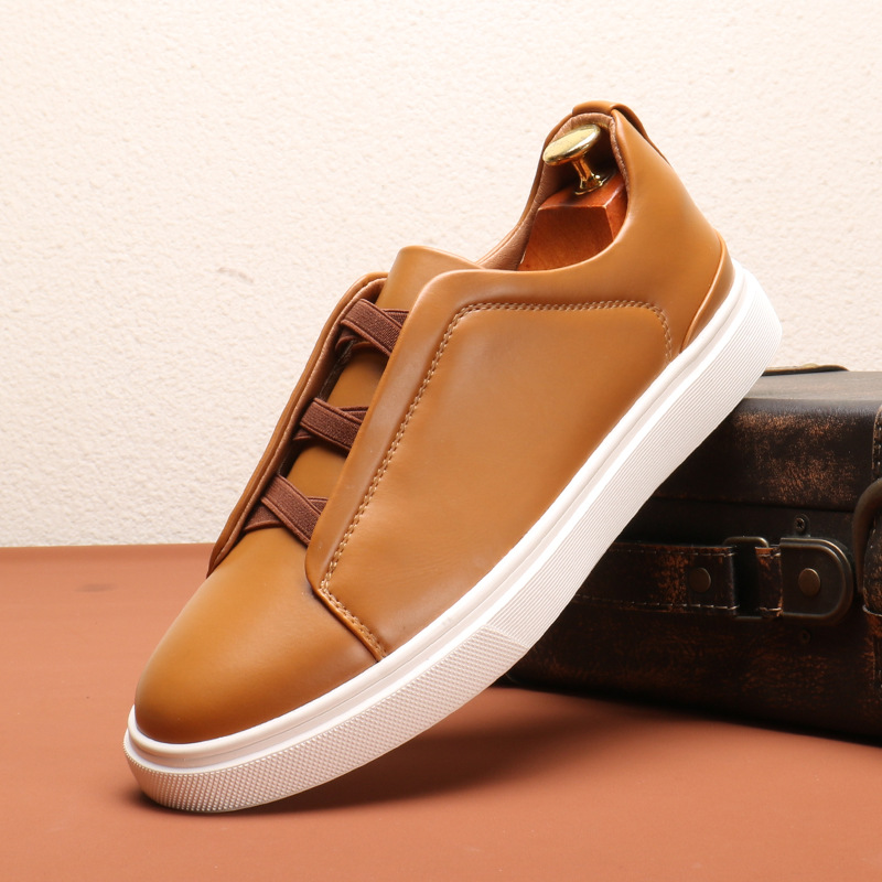 Round head men's board shoes British fashion trend casual sports shoes a slip-on_voghion.com