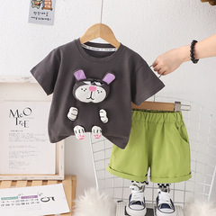 男童夏季短袖套裝新款2024中小童衣服兒童短袖卡通兩件套夏裝男童