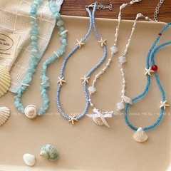海辺での休暇〜女の子用シェルネックレス、ハイエンドニッチデザインアクセサリー、ビーチホリデースタイル鎖骨チェーン