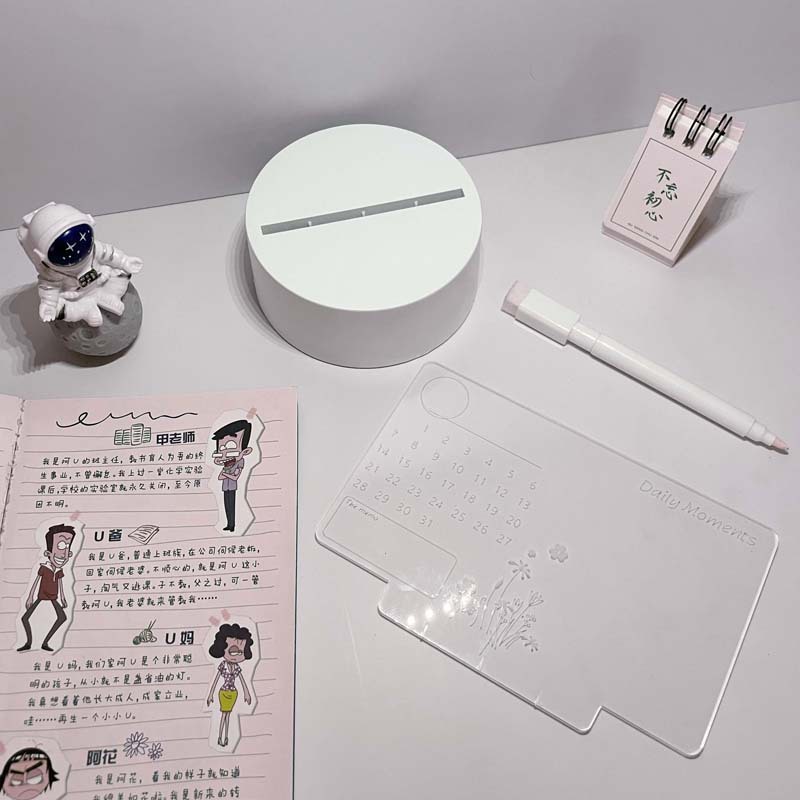 Nota de acrílico calendario borrable escritura luminosa tablero de mensajes cuenta regresiva autodisciplina Reloj-En pronta pizarra pequeña transparente