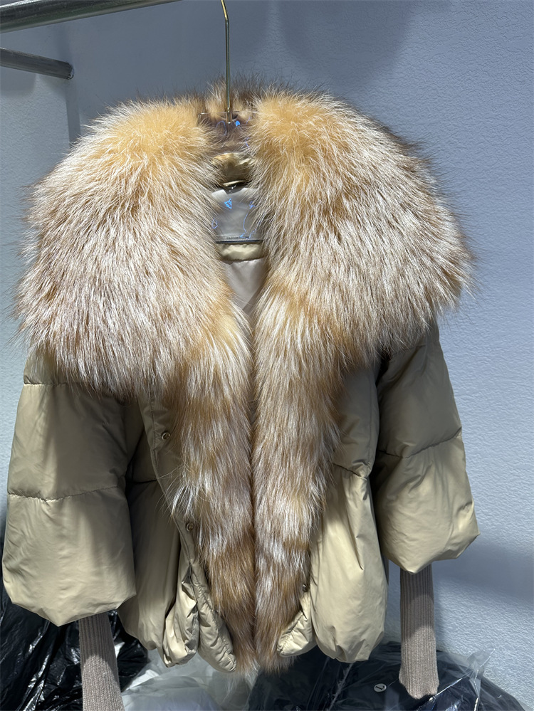 Women's Down Jacket With White Duck Down And Fur Short Coat_voghion.com