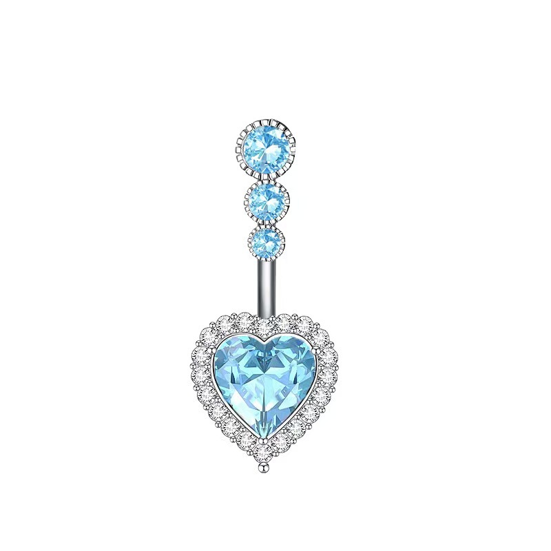 Butterfly Zircon Heart Pendant Navel Ring Stainless Steel Belly Button Piercing Jewelry for Women detail image 13