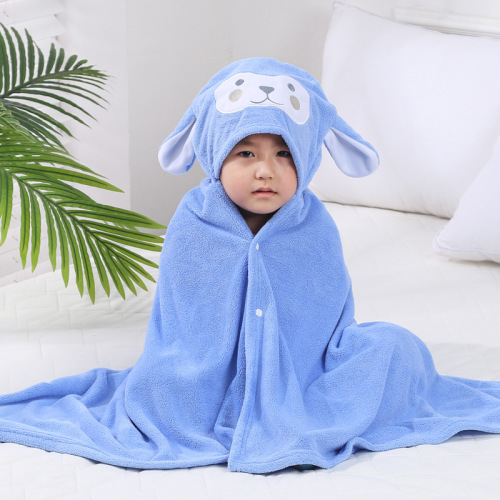 Children's bath towel, coral fleece children's hooded bathrobe quick-drying baby cape cartoon thick children's bathrobe