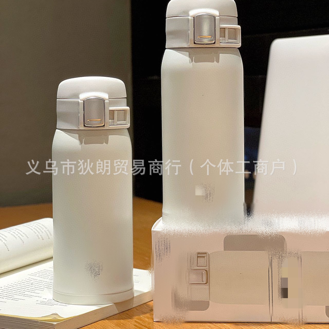 跨境外贸日本象小白釉弹跳保温杯 350毫升304不锈钢水杯礼品茶杯