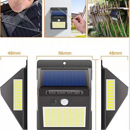 Al Aire Libre solar 216led iluminación recargable impermeable hogar Patio de tres lados pared exterior infrarrojo Cuerpo Humano inducción lámpara de pared