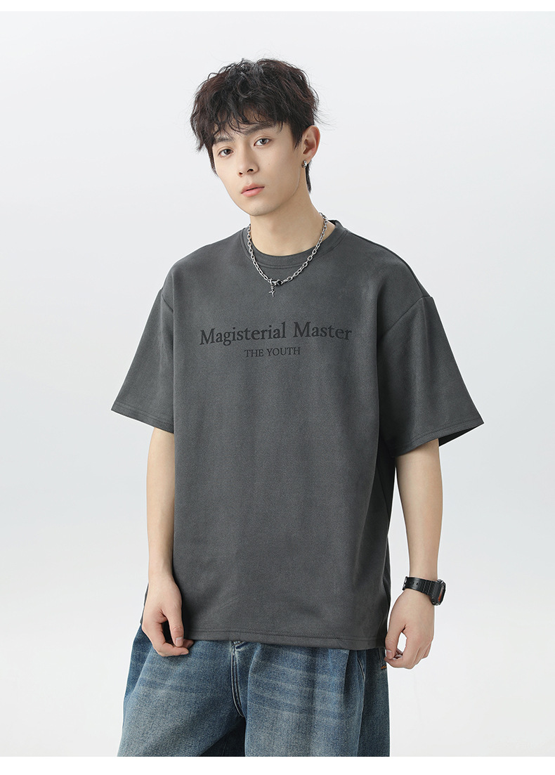 T-shirt Homme En Daim Texturé À Manches Courtes Coupe Ample Été_voghion.com