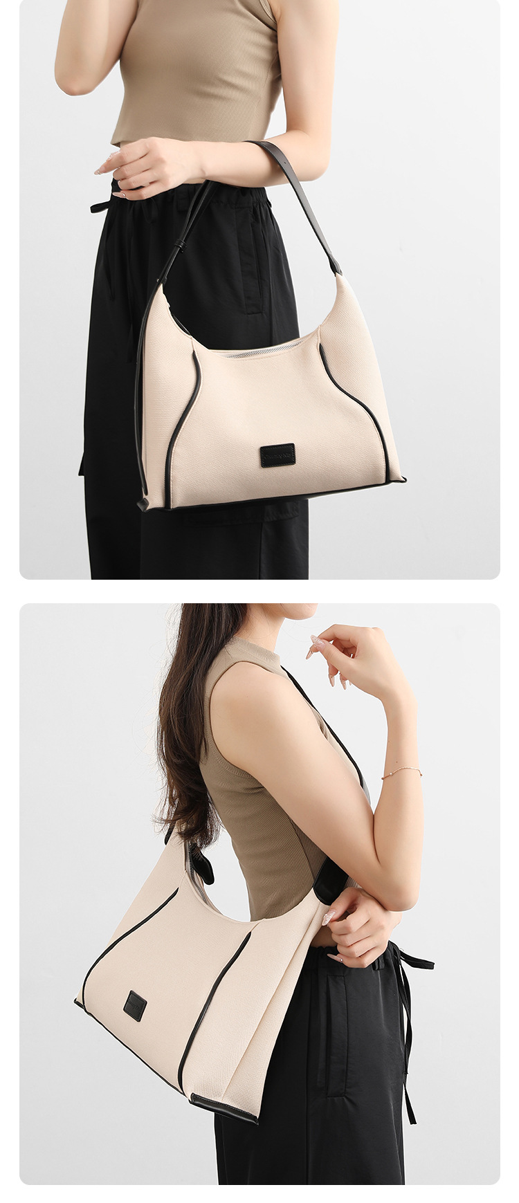 New canvas bag single shoulder crossbody armpit soft bag large capacity_voghion.com