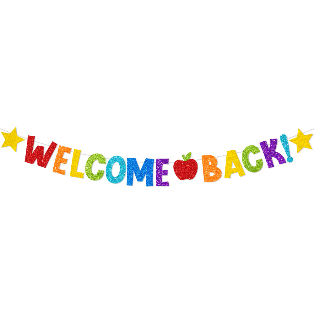 Nueva Bandera de tirón de decoración de fiesta de regreso a la escuela NOSOTROS VOLVER tire de la bandera de tirón de flores suministros de decoración de temporada de apertura de jardín de infantes