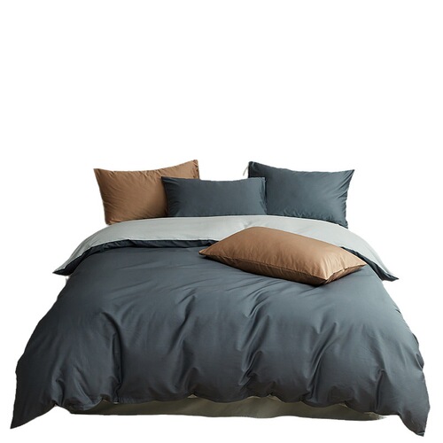 Light Luxury 100-Count Long-Staple Cotton Four-Piece Set: All-Cotton Solid-Color Bed Sheets, Fitted Sheet, and Duvet Cover—Perfect for Dorms, 1.8m Bed
