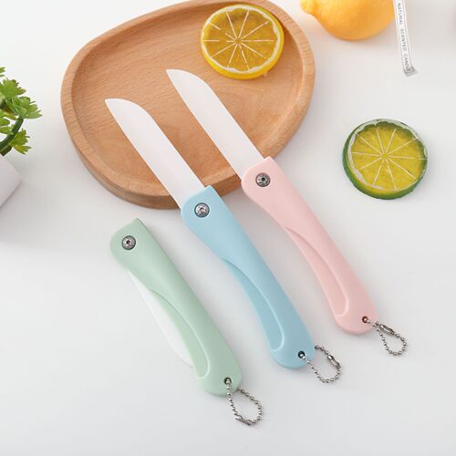 Portable folding ceramic household fruit knife portable mini ceramic knife kitchen paring knife