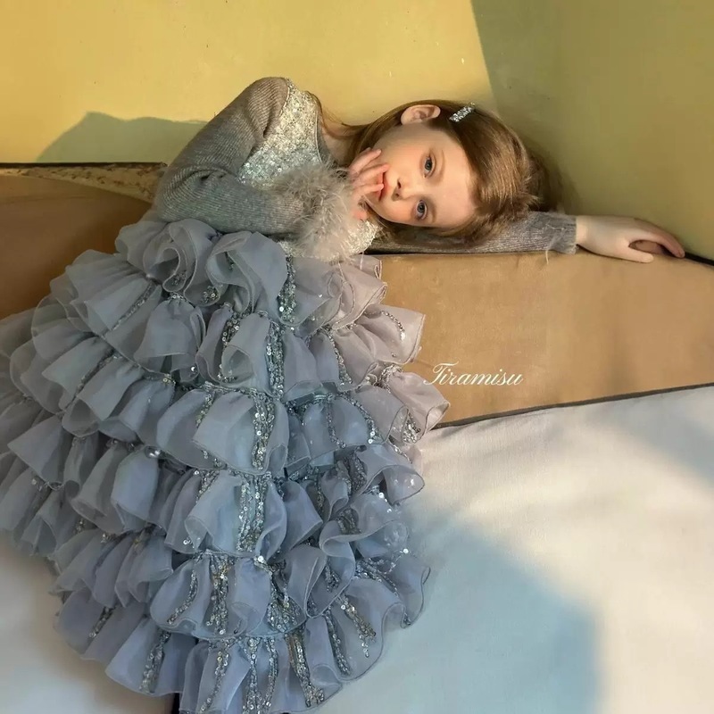 女童公主裙儿童秋冬小香风网纱连衣裙蛋糕裙背心礼服裙中小童|undefined