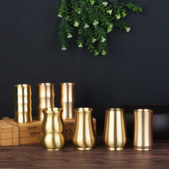 純黃銅茶具套裝擺件功夫茶具收納筒茶道六君子筒配件底座批發