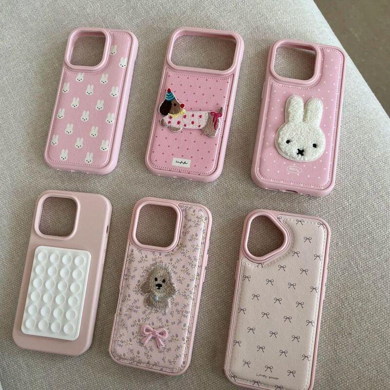 Pink Apple 17PROMAX phone case, shockproof IPhone16pro Korean style 15 air cushion case, large hole protective cover Pink Apple 17PROMAX phone case, shockproof IPhone16pro Korean style 15 air cushion case, large hole protective cover