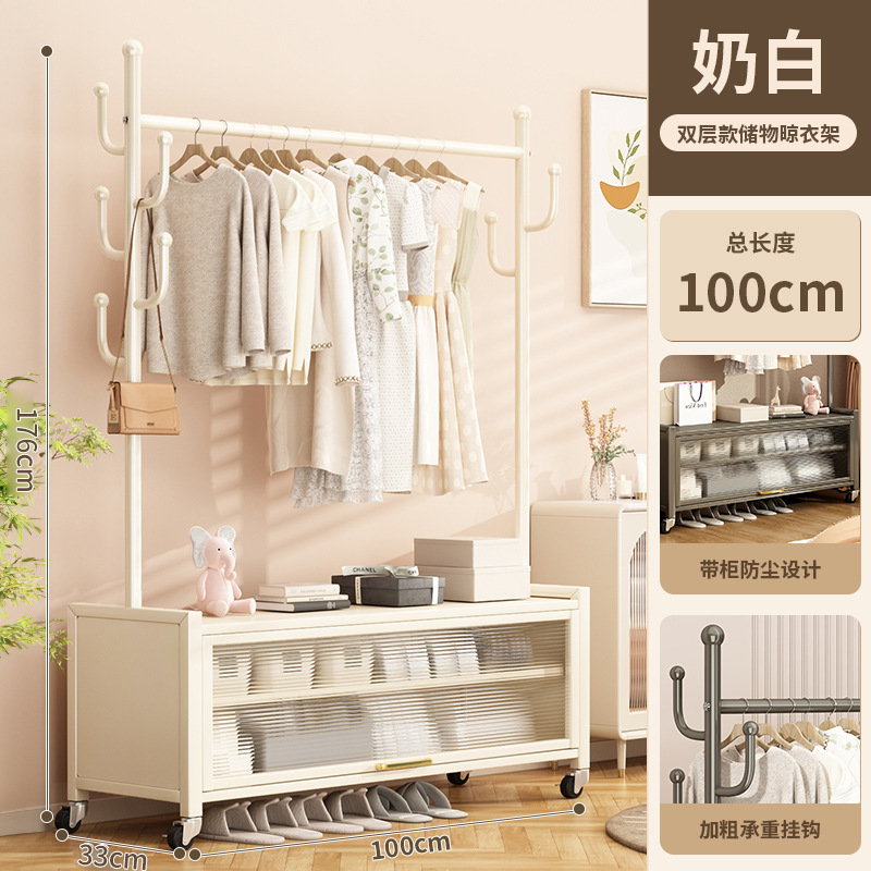 Percha de ropa de piso portable doméstica lujosa ligera móvil con armario de almacenamiento percha de ropa percha de sombrero