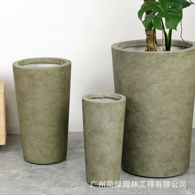 Light Luxury High-grade Sense Magnesium Mud Flower Pot High Large Simple Green Plant Indoor Courtyard Store Villa Floor Art Pot