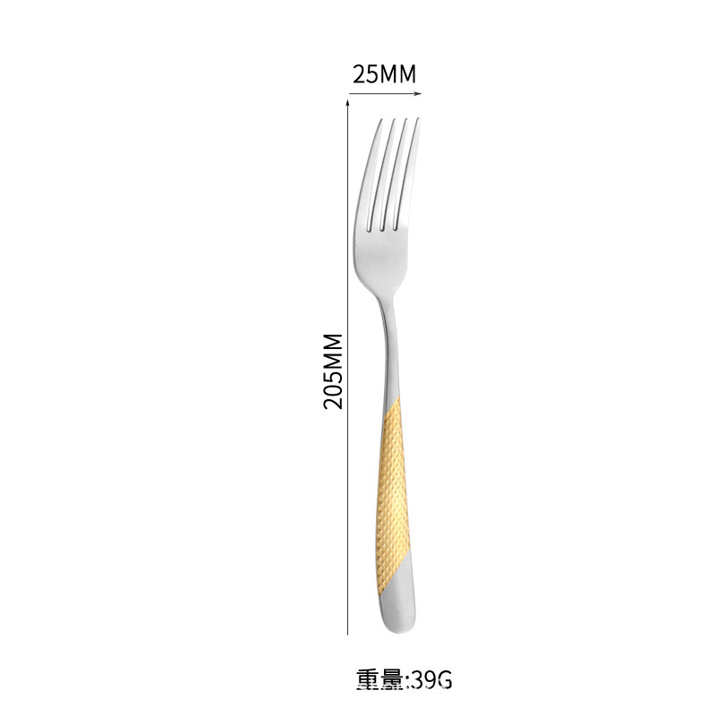 跨境亚马逊不锈钢星钻刀叉勺金色高档牛排刀餐刀甜品勺法式西餐具|undefined